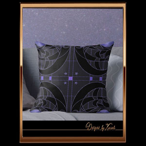 Pure 1920s midnight magic with starry shine in the moonlight mixed with a cocktail of Burlesque classiness and Gothic gloominess. Nostalgic, magical Art Nouveau vintage design throw pillow cover with abstract ornamental starry sky pattern in dark purple gray tones - a sophisticated, mystical retro chic geometry design with decadent nostalgia of the twenties. 